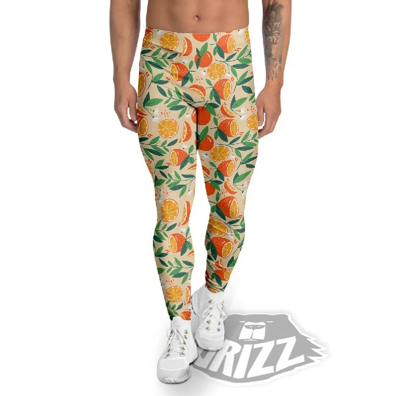 Fruit Cute Orange Print Pattern Men's Leggings