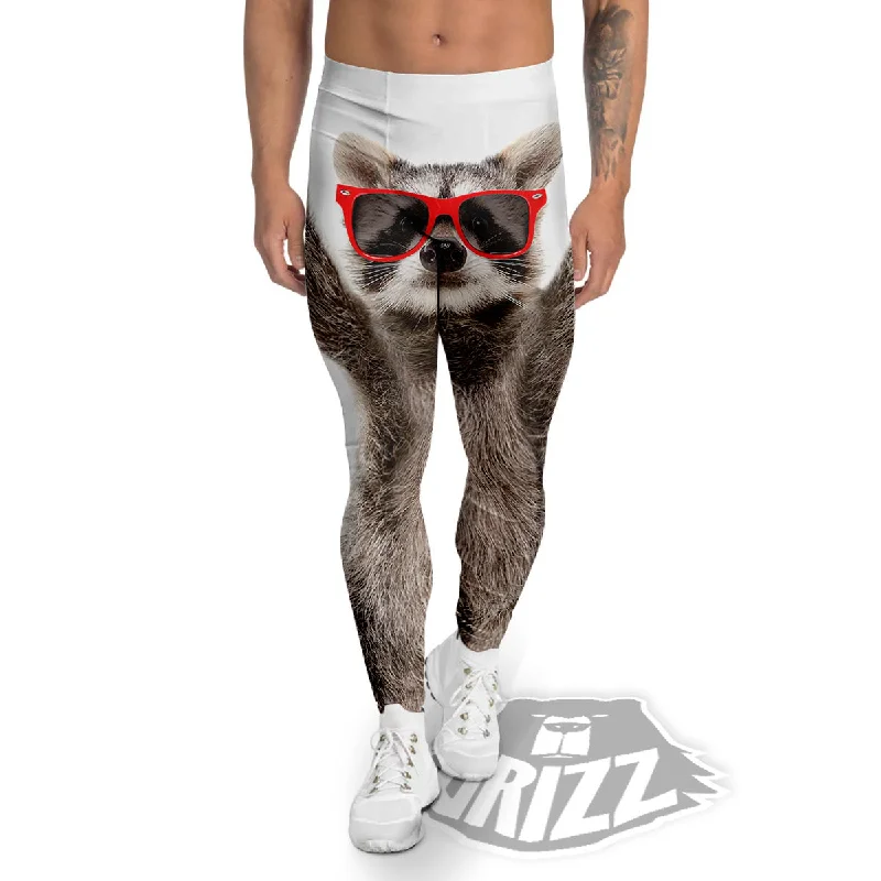 Funny Raccoon Print Men's Leggings