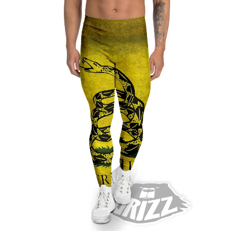 Gadsden Flag Grunge Print Men's Leggings