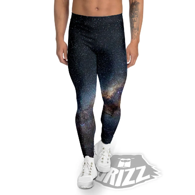 Galaxy Space Dark Milky Way Print Men's Leggings