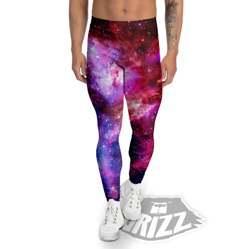 Galaxy Space Dark Purple Cosmos Print Men's Leggings