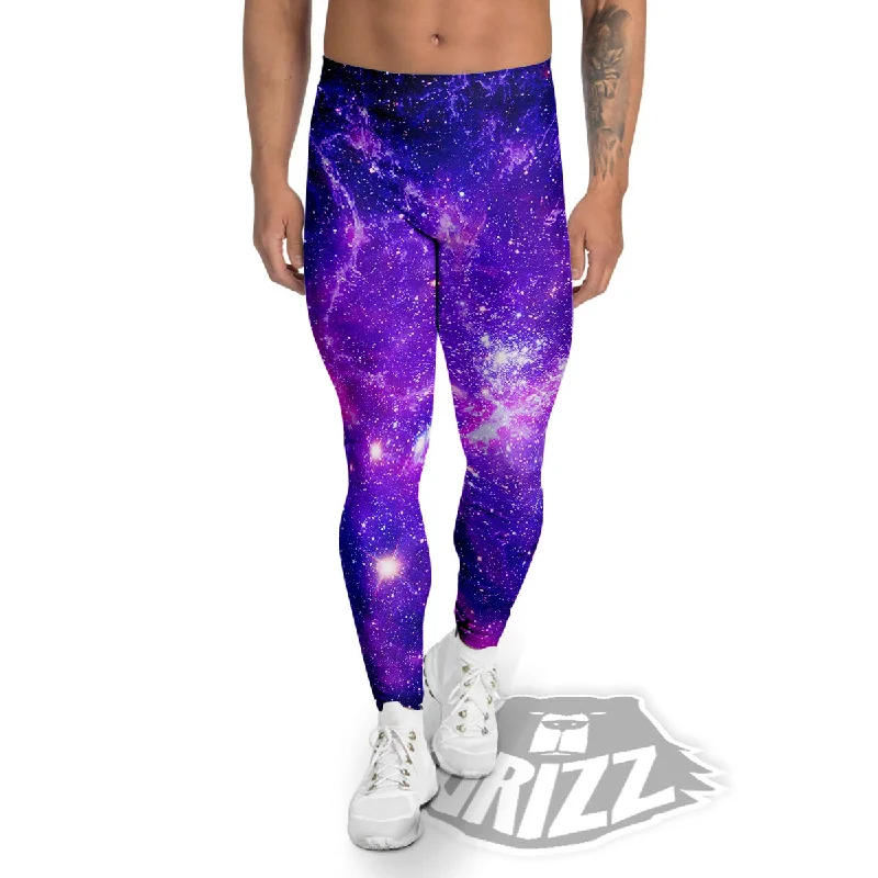 Galaxy Space Dark Purple Universe Print Men's Leggings