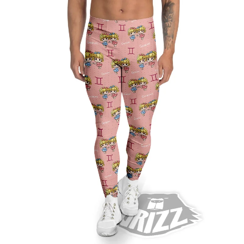 Gemini Cute Cartoon Print Pattern Men's Leggings