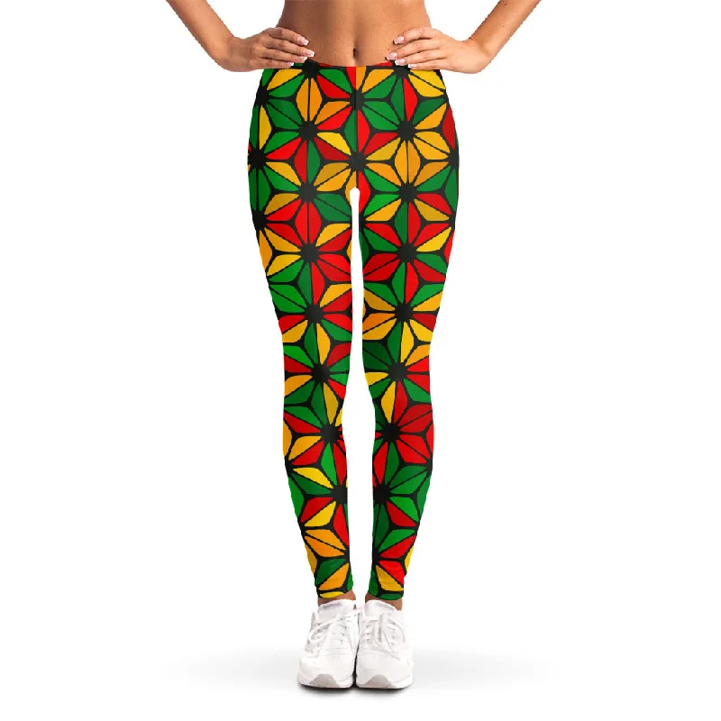 Geometric Reggae Pattern Print Women's Leggings