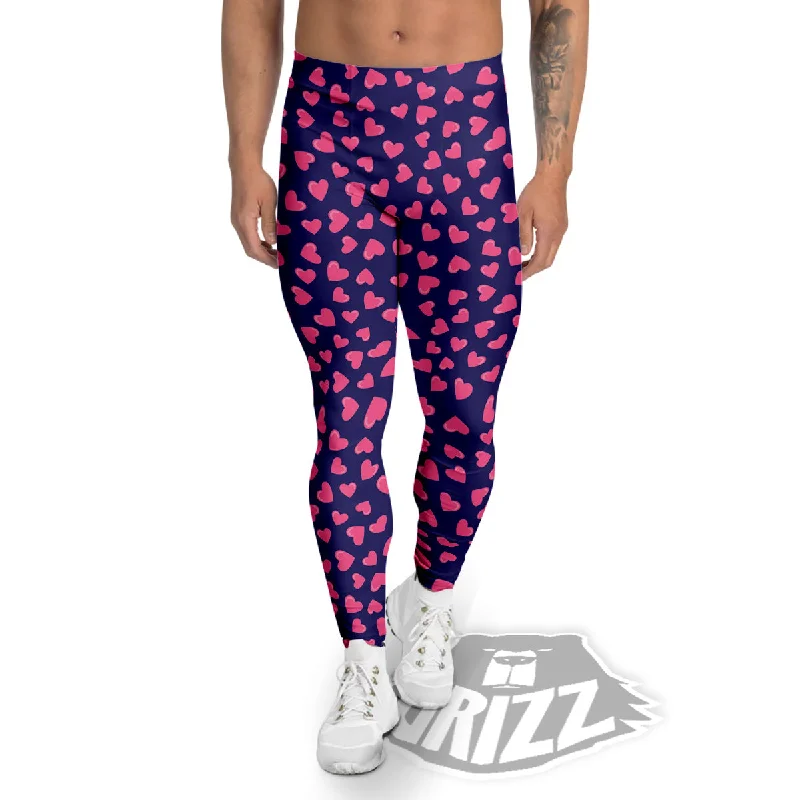 Girly Heart Cute Print Pattern Men's Leggings