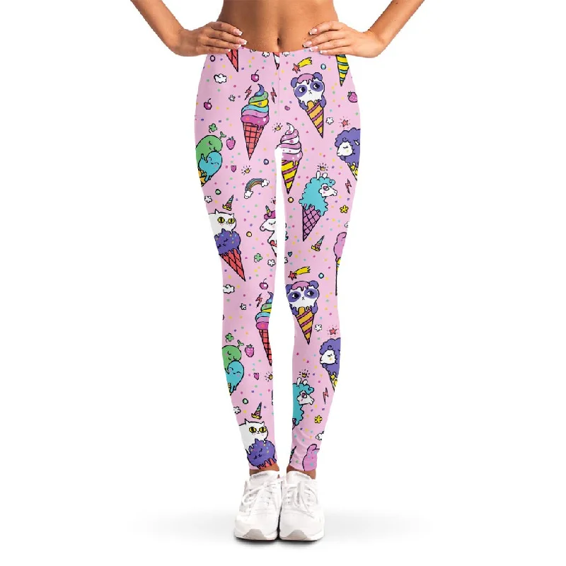 Girly Unicorn Ice Cream Pattern Print Women's Leggings