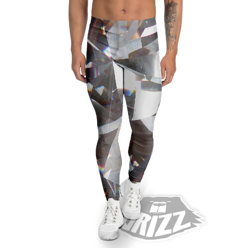 Glitter Artwork Diamond Print Men's Leggings