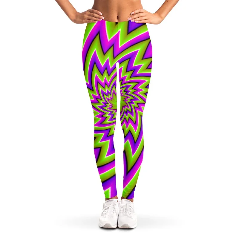 Green Big Bang Moving Optical Illusion Women's Leggings