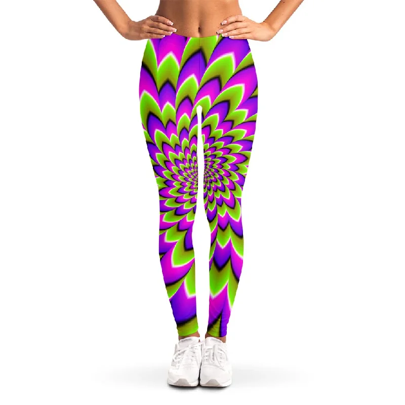 Green Expansion Moving Optical Illusion Women's Leggings