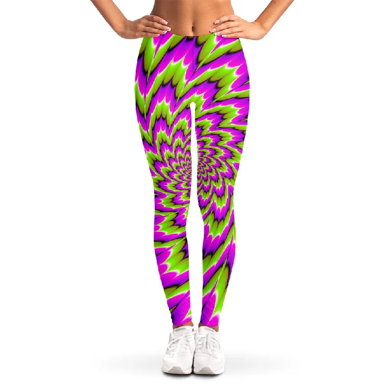 Green Explosion Moving Optical Illusion Women's Leggings