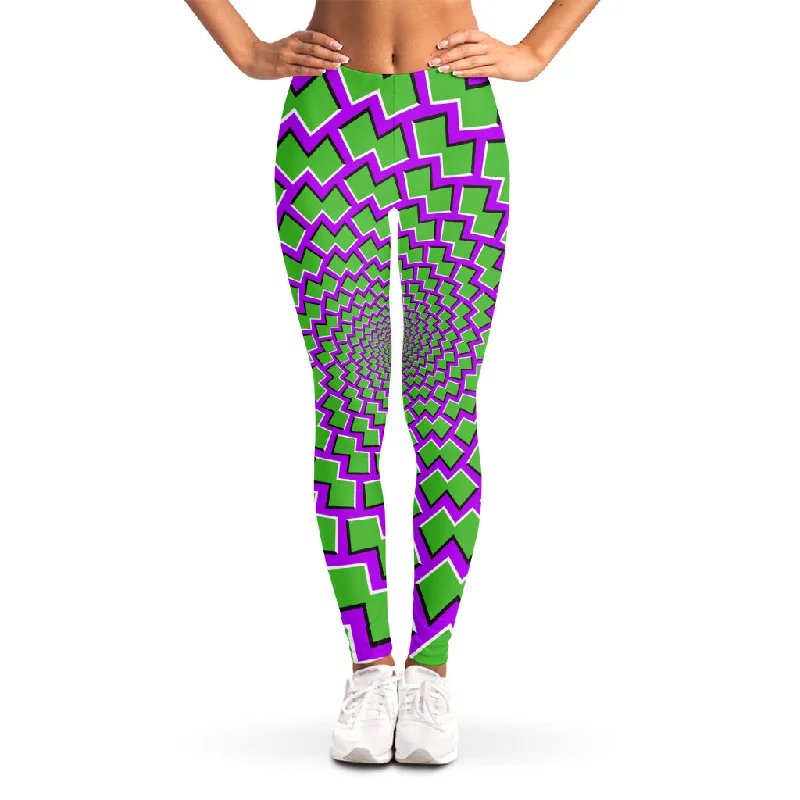 Green Shapes Moving Optical Illusion Women's Leggings