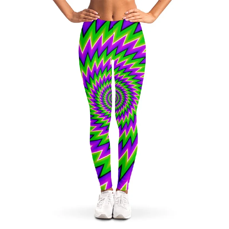 Green Spiral Moving Optical Illusion Women's Leggings