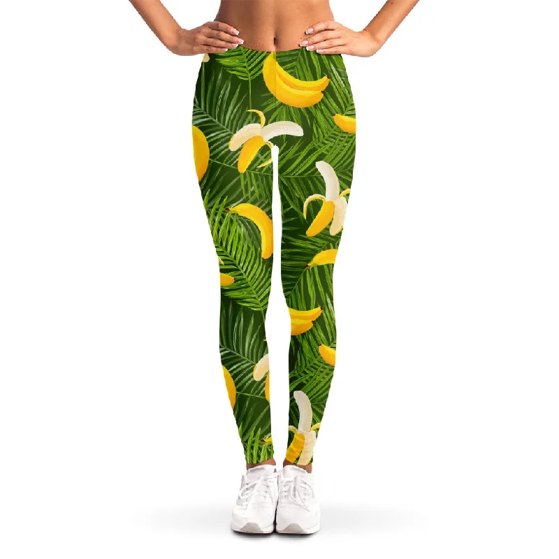 Green Tropical Banana Pattern Print Women's Leggings