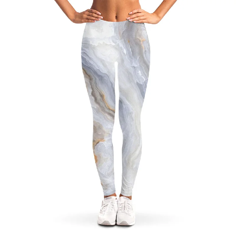 Grey Marble Print Women's Leggings