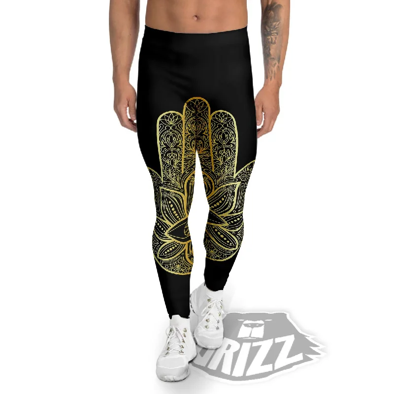 Hamsa Hand Gold Print Men's Leggings