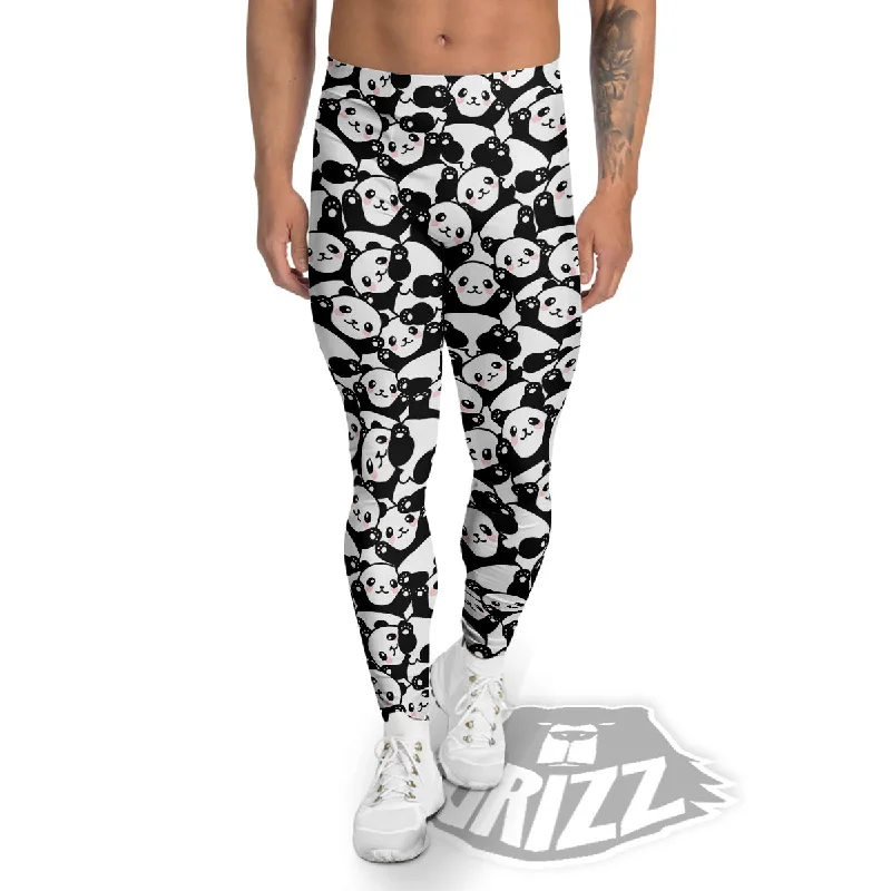 Happy Panda Cute Print Pattern Men's Leggings