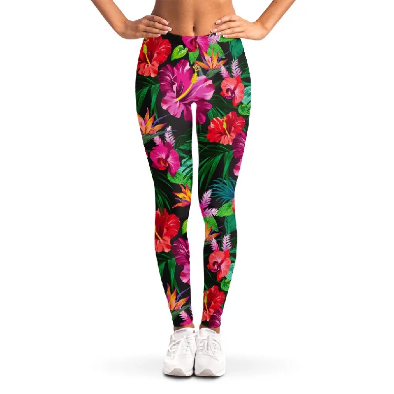 Hawaiian Floral Flowers Pattern Print Women's Leggings