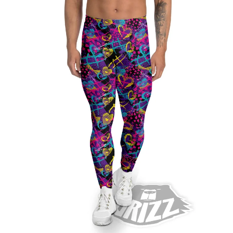 Heart Graffiti Print Pattern Men's Leggings