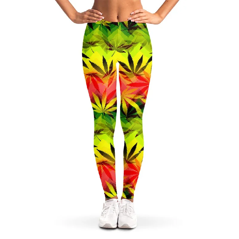 Hemp Leaf Reggae Pattern Print Women's Leggings