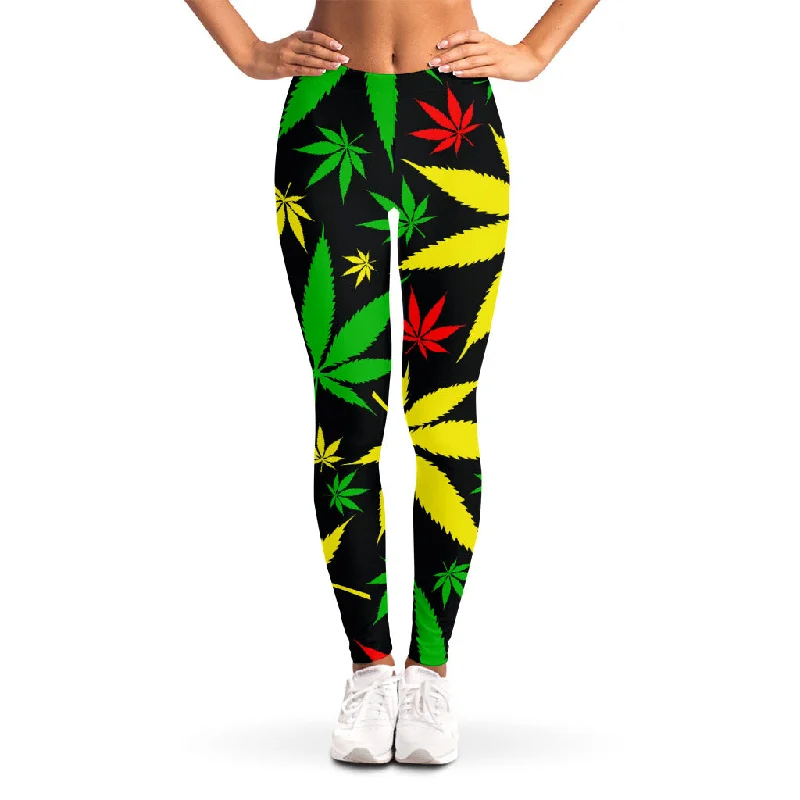 Hemp Leaves Reggae Pattern Print Women's Leggings