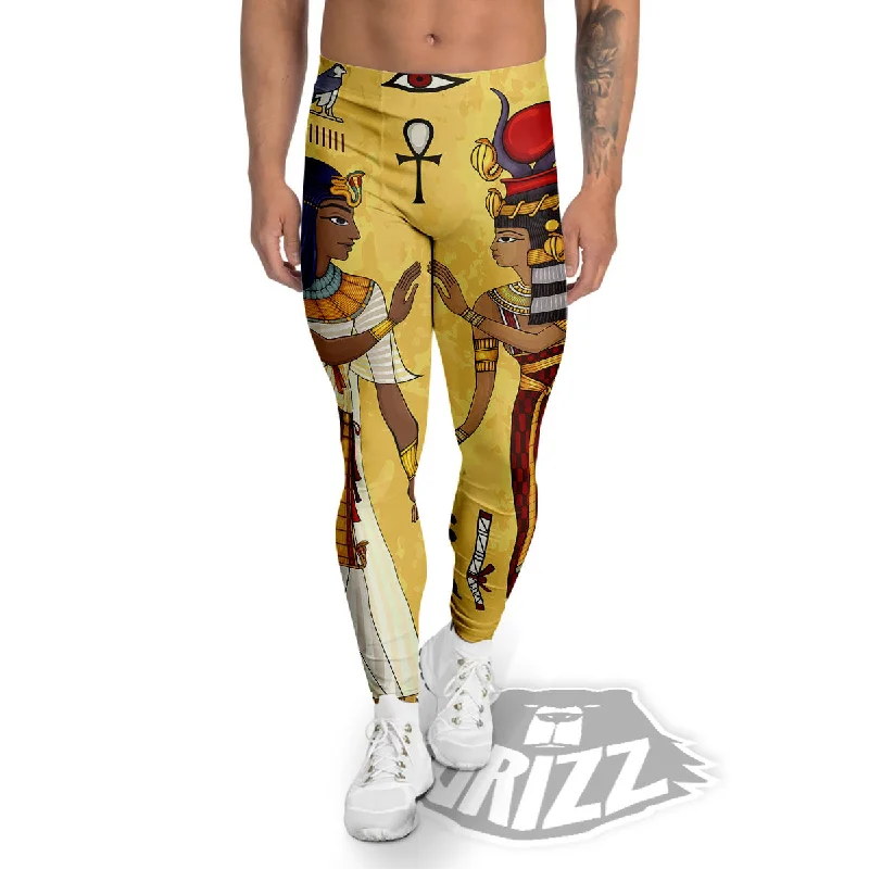 Hieroglyphs And Gods Egyptian Print Men's Leggings