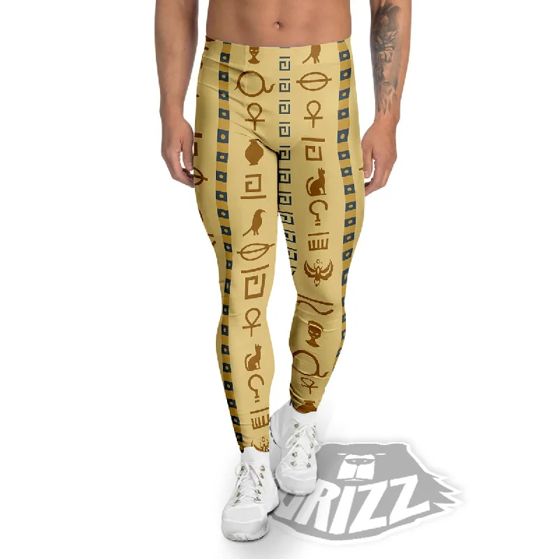 Hieroglyphs Egyptian Print Men's Leggings