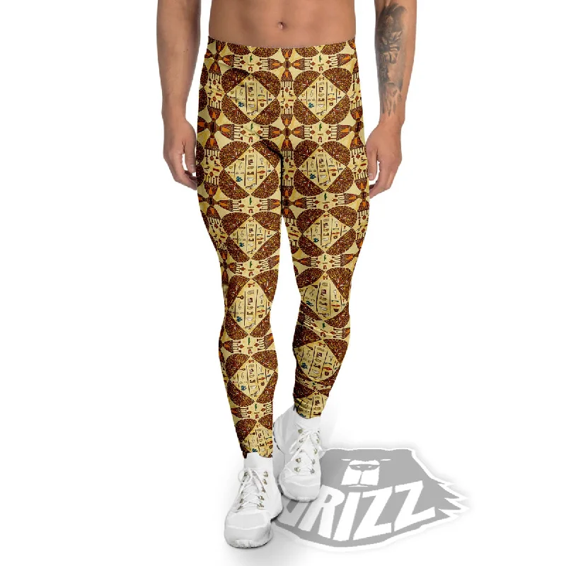 Hieroglyphs Egyptian Print Pattern Men's Leggings