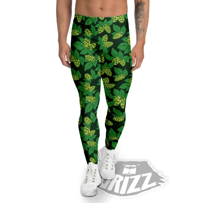 Hop Cone Green Print Pattern Men's Leggings