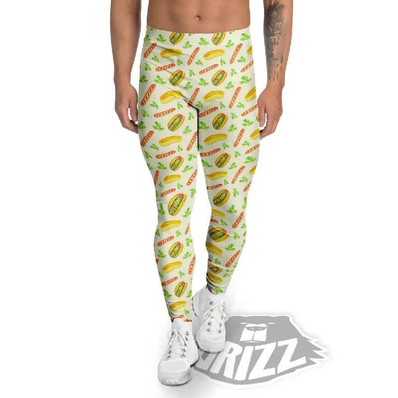 Hot Dog Drawing Print Pattern Men's Leggings