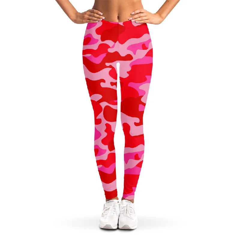 Hot Pink Camouflage Print Women's Leggings