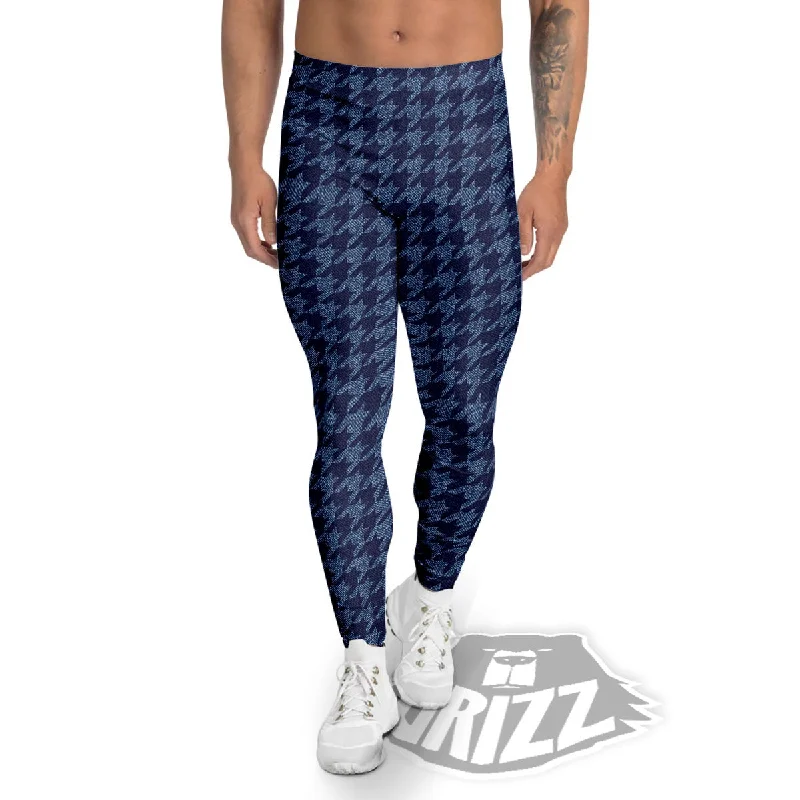 Houndstooth Denim Print Pattern Men's Leggings