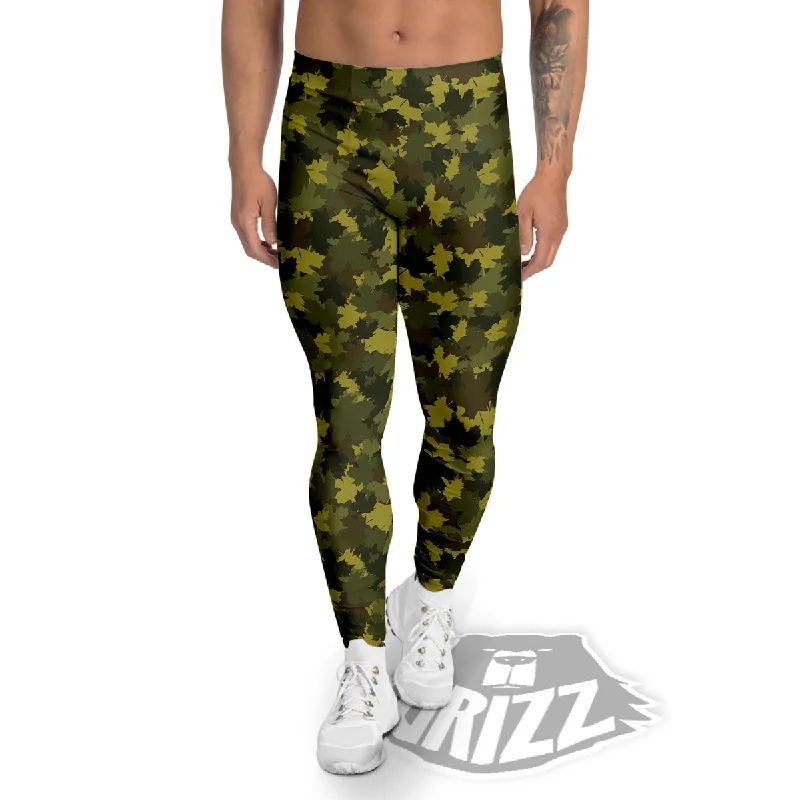 Hunting Camouflage Fall Leaves Print Men's Leggings