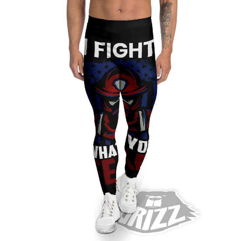 I Fight What You Fear Firefighter Print Men's Leggings