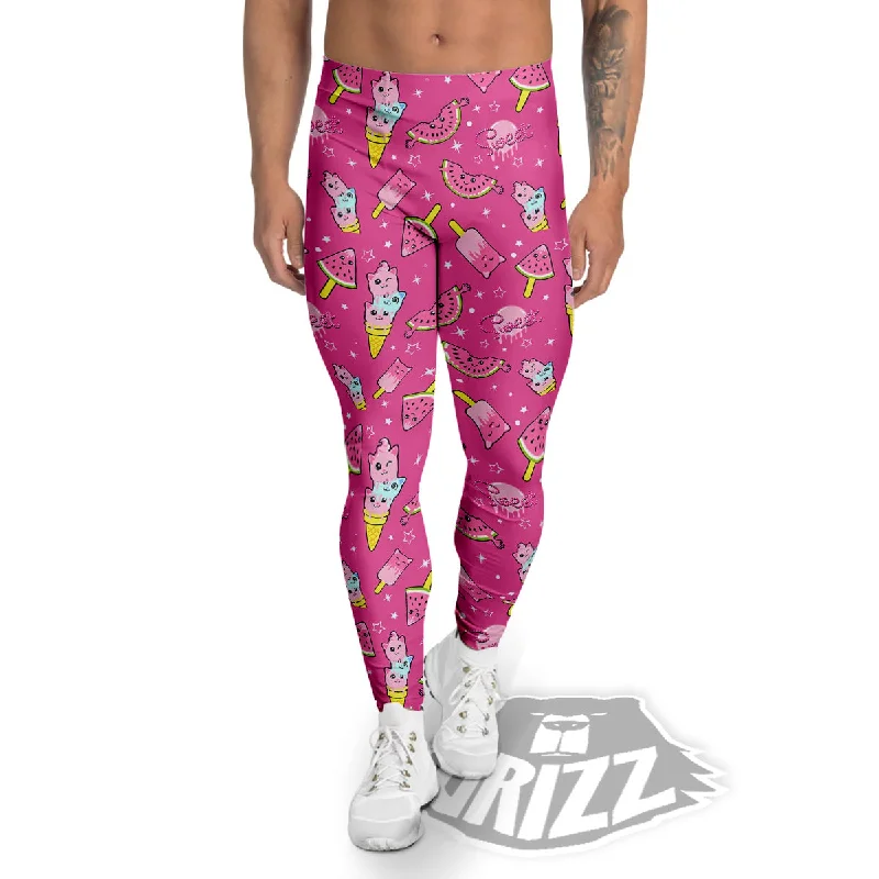 Ice Cream Cute Print Pattern Men's Leggings