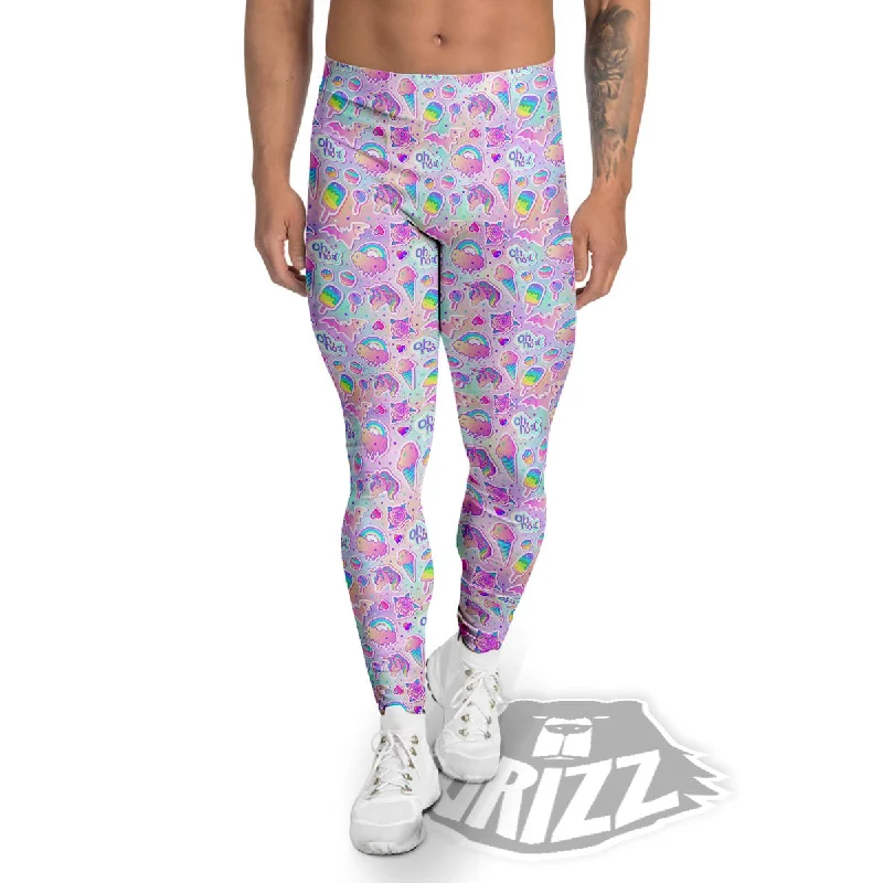 Ice Cream Girly Unicorn Print Pattern Men's Leggings