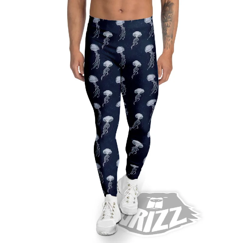 Jellyfish Fish Print Pattern Men's Leggings