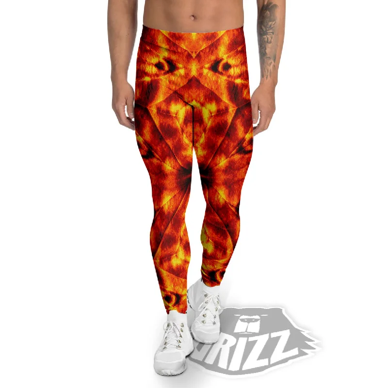 Kaleidoscope Flame Print Men's Leggings