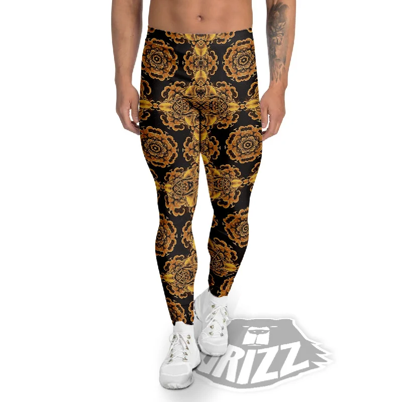 Kaleidoscope Gold Print Men's Leggings