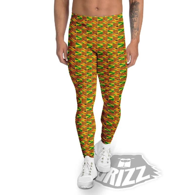 Kente Ghana Print Pattern Men's Leggings