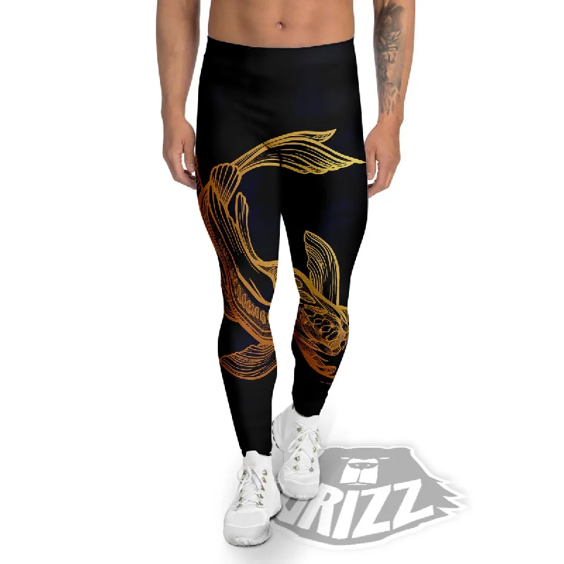 Koi Carp Golden Spiritual Print Men's Leggings