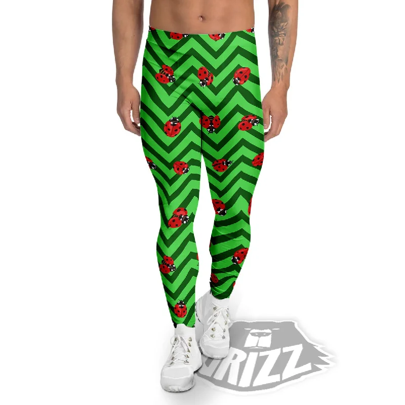 Ladybug Zigzag Green Pattern Men's Leggings