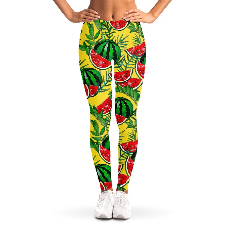 Leaf Watermelon Pieces Pattern Print Women's Leggings