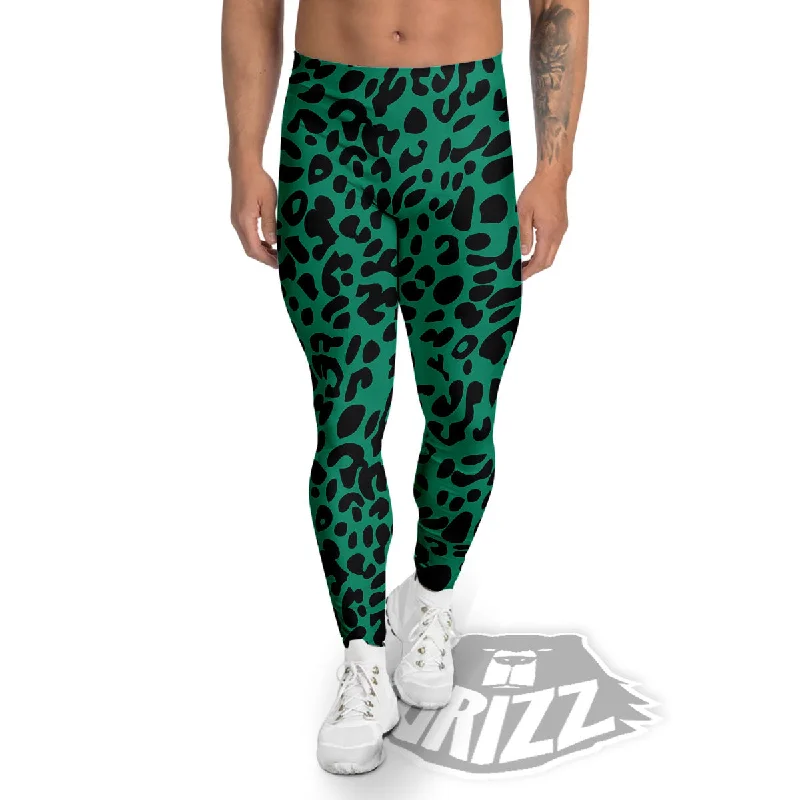 Leopard Green Print Men's Leggings