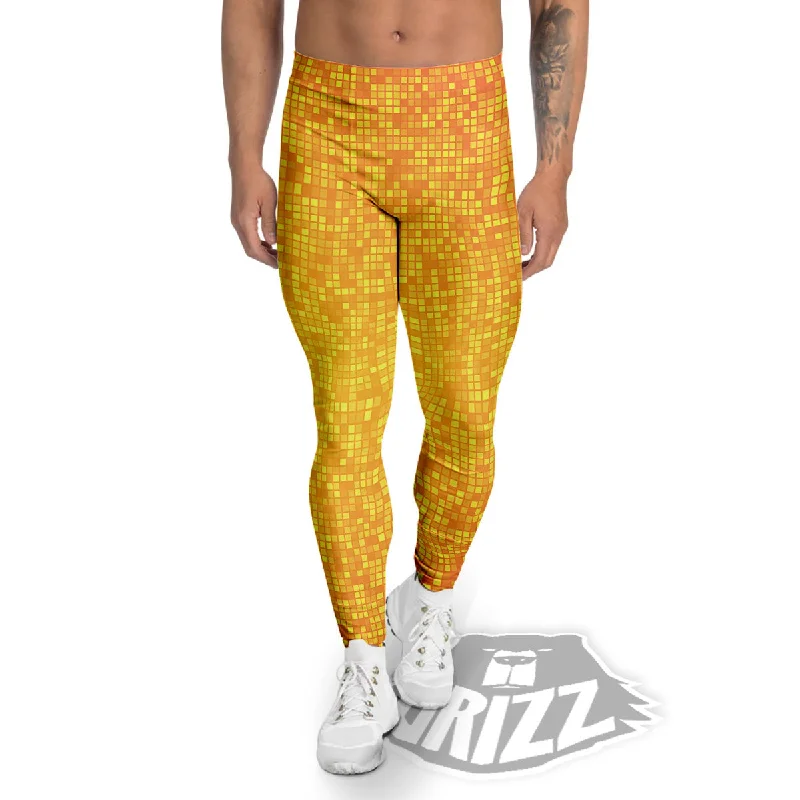 Lights Disco Yellow Print Pattern Men's Leggings