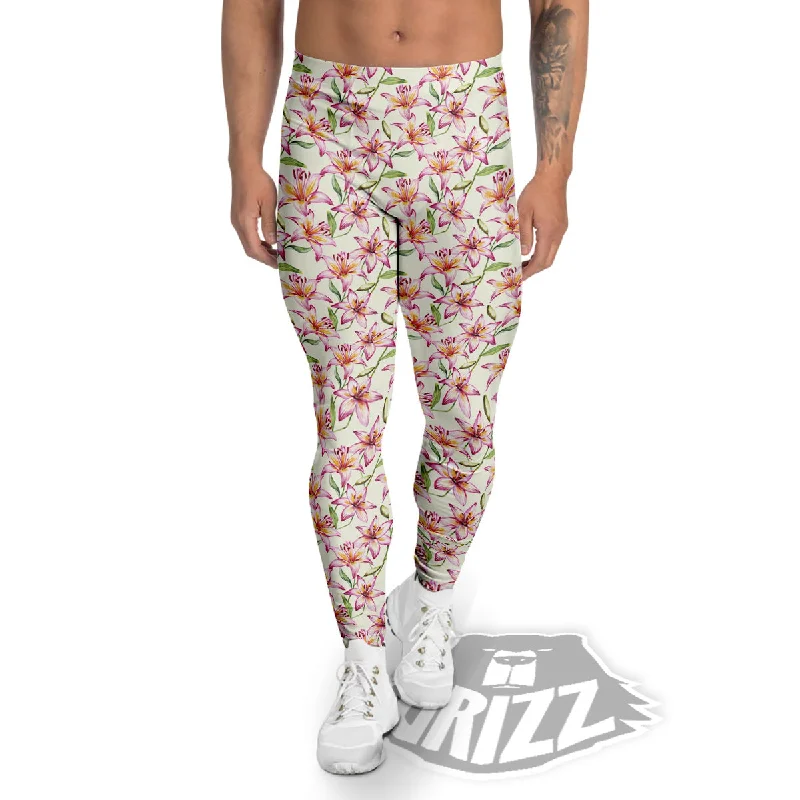 Lily Water Cute Print Pattern Men's Leggings