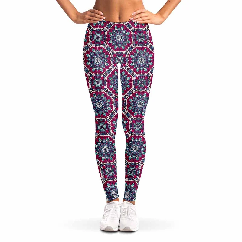 Magenta Mandala Bohemian Pattern Print Women's Leggings