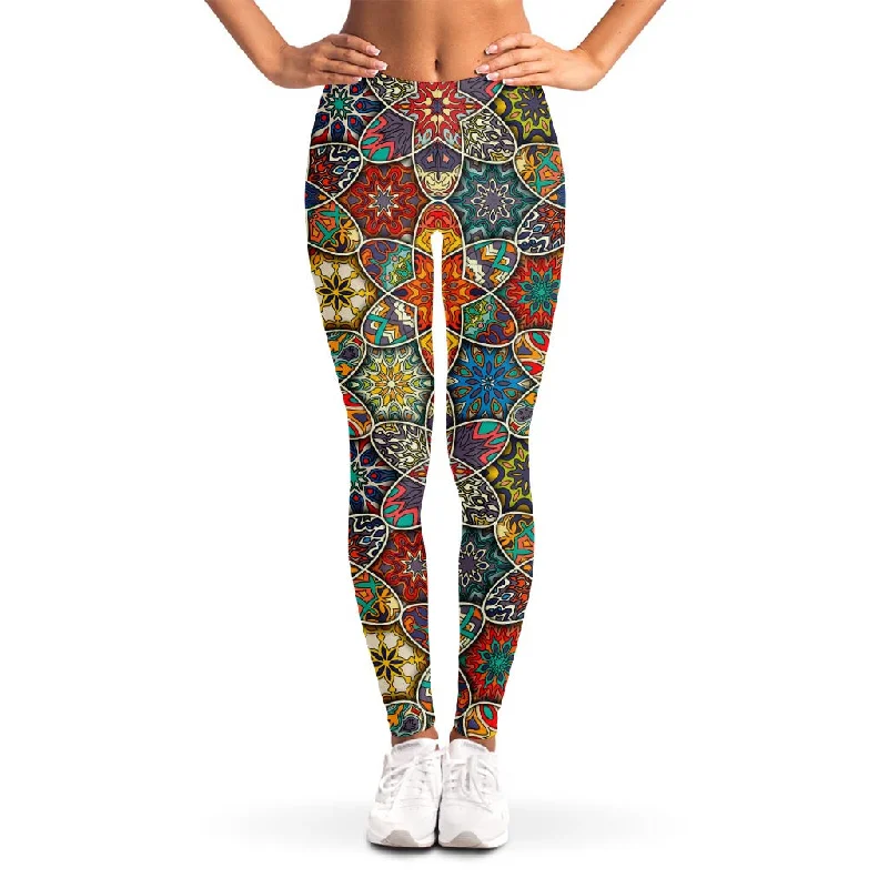 Mandala Star Bohemian Pattern Print Women's Leggings