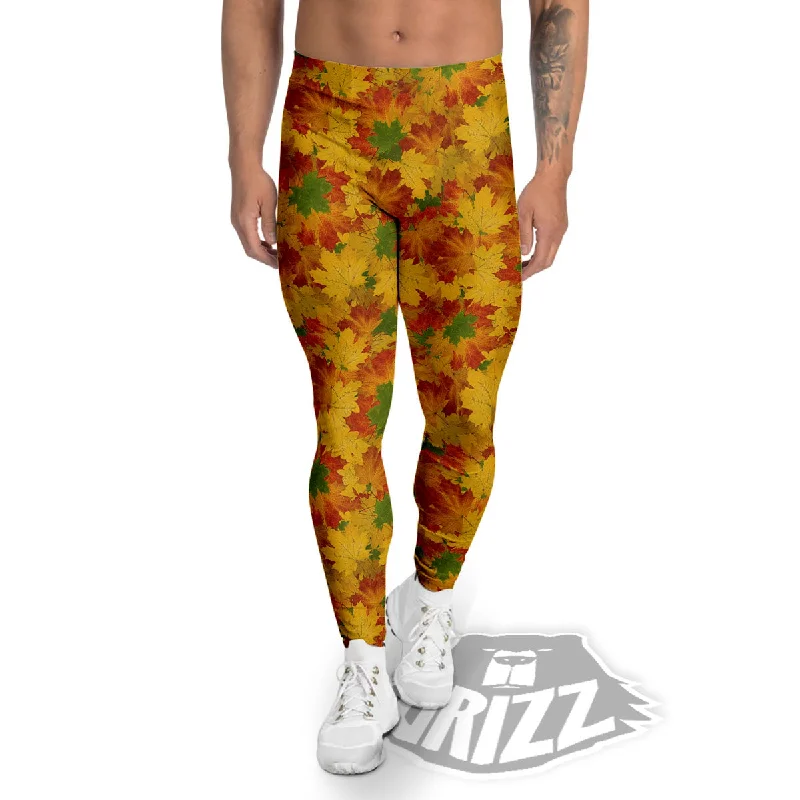 Maple Leaves Fall Autumn Print Men's Leggings