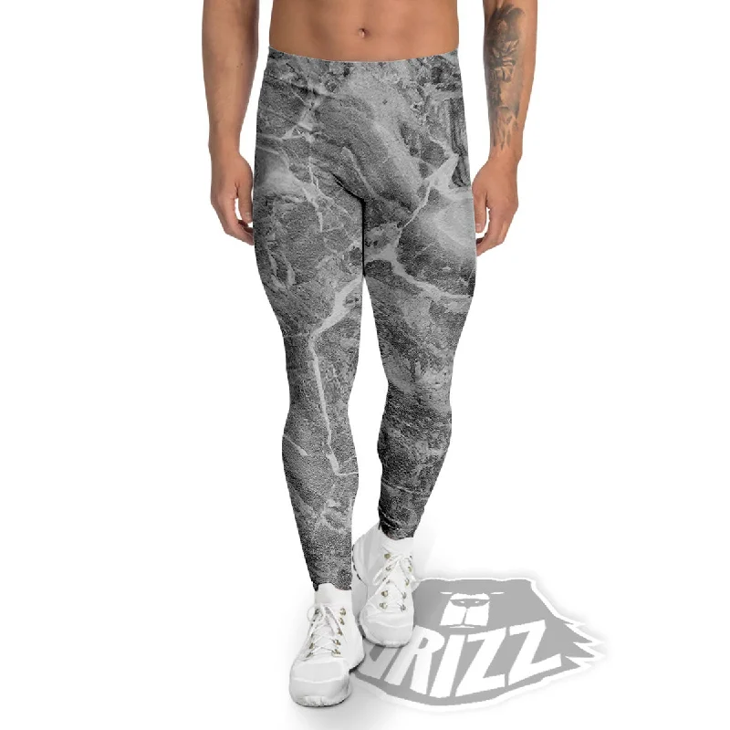 Marble Grey Print Men's Leggings