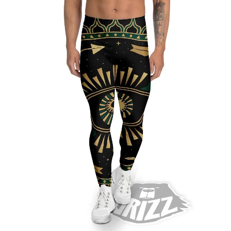 Masonic Eye Green Print Men's Leggings